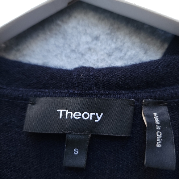 Theory Mock Neck Hoodie Soft Cashmere Pullover Sweater - Picture 3 of 7